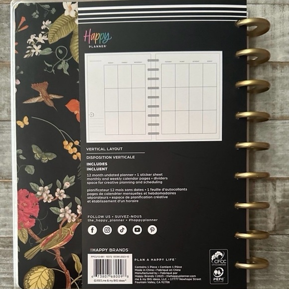Happy Planner Feathers & Flowers Classic Vertical Layout 2025 - Picture 2 of 2